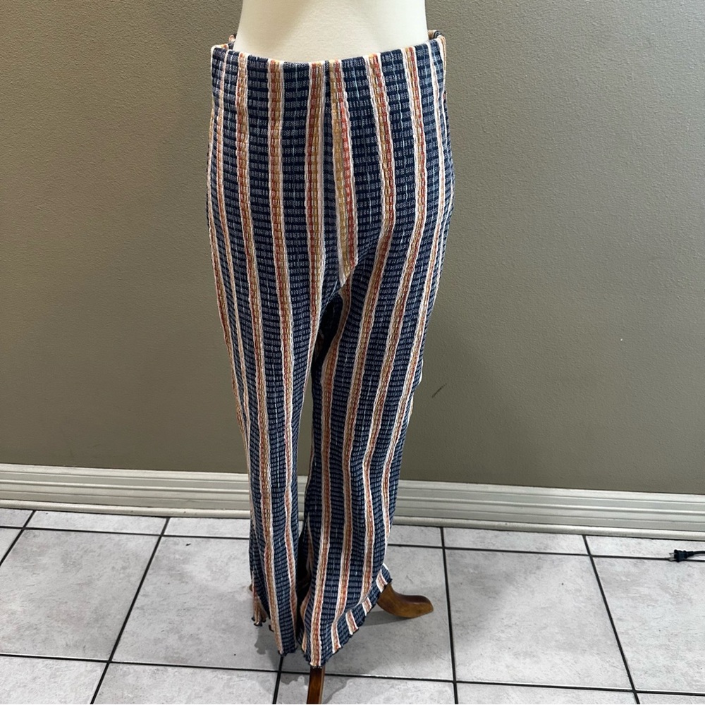 Striped Free People Flare Pants Womens Pull On beach pants L large - Picture 2 of 8